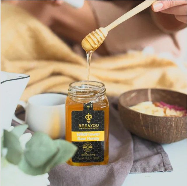 Villiblómahunang, raw, 300 gr. Bee & You