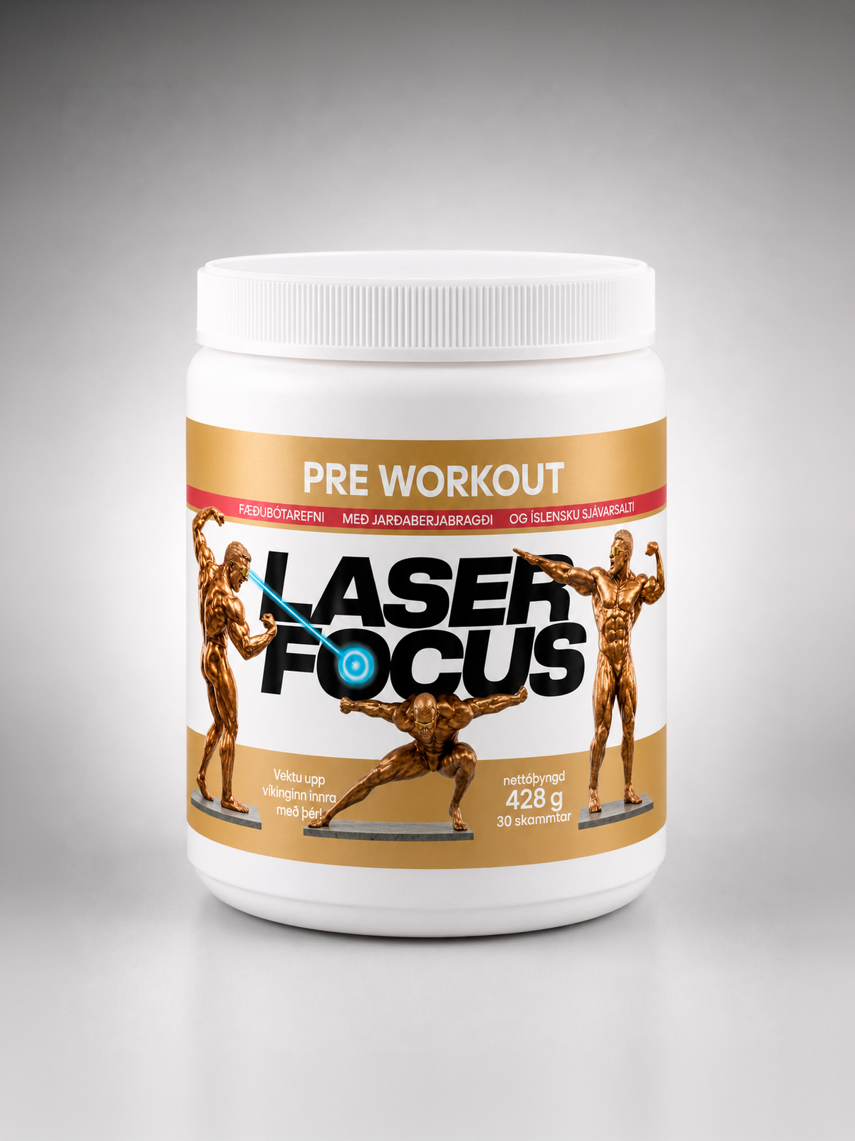 Laser Focus pre-workout 428 g með jarðarberjabragði og íslensku sjávarsalti frá Ingling